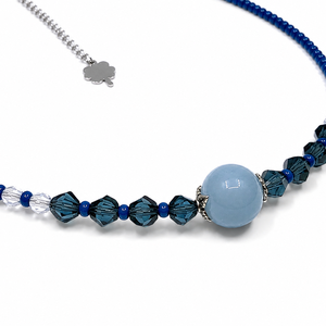 Colier handmade cu acvamarin bleu și cristale fațetate în nuanțe de albastru - bijuterii - coliere - coliere din pietre semiprețioase - Artynos.ro