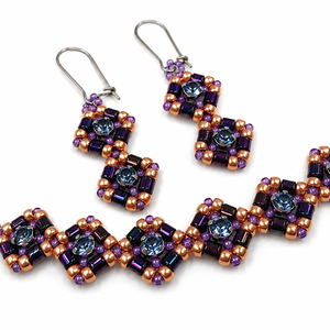 Set handmade Brățară și cercei cu cristale Swarovski - bijuterii - seturi de bijuterii - Artynos.ro