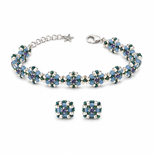 Set bijuterii handmade Blue Blossom - Artynos.ro