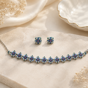 Set bijuterii handmade Blue Blossom - bijuterii - seturi de bijuterii - Artynos.ro