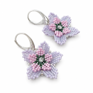 Cercei handmade Floare de Lavandă - bijuterii - cercei - cercei din mărgele - Artynos.ro