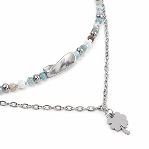 Colier Aqua Serenity acvamarin și inox - bijuterii - coliere - coliere din pietre semiprețioase - Artynos.ro