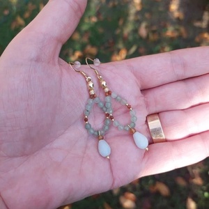 Cercei handmade cu aventurin, turmalină și piatra soarelui - bijuterii - cercei - cercei din pietre semiprețioase - Artynos.ro