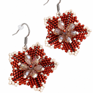 Cercei handmade Flori de catifea - bijuterii - cercei - cercei din mărgele - Artynos.ro