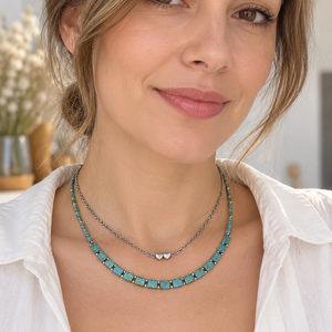 Colier dublu Turquoise Hearts - Artynos.ro