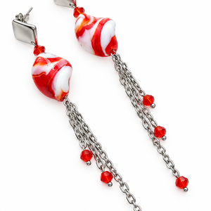 Cercei lungi lampwork - bijuterii - cercei - cercei din mărgele - Artynos.ro
