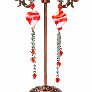 Cercei lungi lampwork - bijuterii - cercei - cercei din mărgele - Artynos.ro