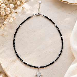 Colier/choker din spinel fațetat și pandantiv cu zirconii - bijuterii - coliere - coliere din pietre semiprețioase - Artynos.ro