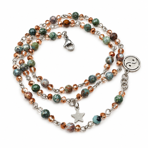 Brățară triplu șir cu larimar și cristale fațetate � bijuterie versatilă handmade - bijuterii - brățări - brățări din pietre semiprețioase - Artynos.ro