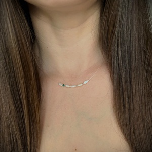 Colier transparent Gabrieli cu perle de cultura - Argint - Color Pearl Drop Green - bijuterii - coliere - coliere din perle - Artynos.ro