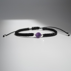 Bratara cu Ametist Natural – Zodia Varsator – Snur Reglabil si Argint 925 – Gabrieli, Bijuterii, Bratari, Bratari din pietre semipretioase, Confectionarea bijuteriilor, Bratara reglabila pentru femei, realizata manual din snur shamballa 0,8 mm, cu piatra naturala Amet..., ARTYNOS