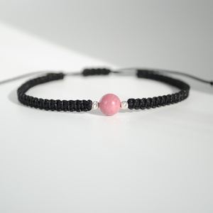 Brățară Rodonit Natural 6 mm � Zodia Leu Vindecare Emoțională , Forță Interioară, Handmade, Argint 925 - bijuterii - brățări - brățări din pietre semiprețioase - Artynos.ro