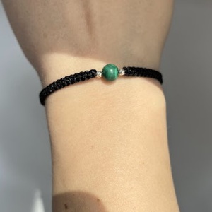 Brățară Malachit Natural 6 mm � Zodia Taur  Protecție, Abundență, Handmade, Argint 925 - bijuterii - brățări - brățări din pietre semiprețioase - Artynos.ro