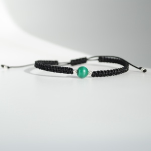 Brățară Malachit Natural 6 mm � Zodia Taur  Protecție, Abundență, Handmade, Argint 925 - bijuterii - brățări - brățări din pietre semiprețioase - Artynos.ro