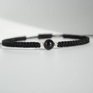 Brățară Obsidian Auriu Natural 6 mm � Zodia Capricorn Protecție, Claritate, Handmade, Argint 925 - bijuterii - brățări - brățări din pietre semiprețioase - Artynos.ro