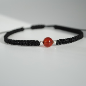 Bratara Carneol Natural 6 mm � Zodia Berbec Vitalitate , Curaj, Handmade, Argint 925 - Artynos.ro