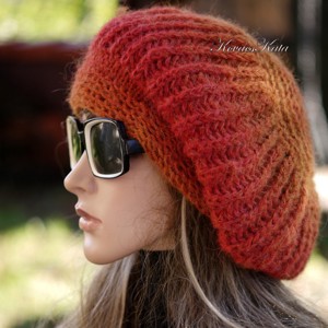 BORBÁLA / rust alpaca ombre - sapca ciuperca tricotata manual, Imbracaminte si moda, Esarfe, palarii, fularuri, Caciula, , ARTYNOS