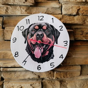 Ceas de perete din lemn cu caine rottweiler, , , ARTYNOS