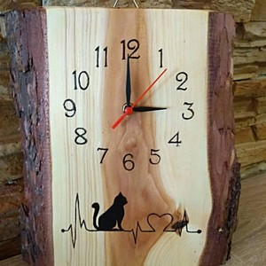 Craft ceas de perete cu pisoi pe larice -  - Artynos.ro
