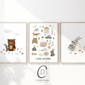 Forest animal toamna arta de perete, mouse-ul cuțit poster, camera de copii imagine, cadou -  - Artynos.ro