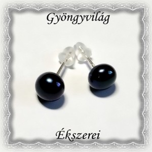 Cercei: perla naturala, argint 925 SFE-IGY01-7 negru - Artynos.ro