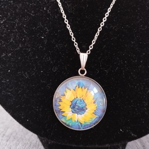 Colier din oțel medical cu lentile din sticlă și motiv Van Gogh -  - Artynos.ro