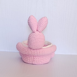 Cosulet Iepuras Handmade crosetat Amigurumi - casă & stil de viață - organizare & depozitare - coșuri depozitare - Artynos.ro