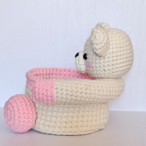 Cosulet handmade ursulet Amigurumi - mare - casă & stil de viață - organizare & depozitare - coșuri depozitare - Artynos.ro