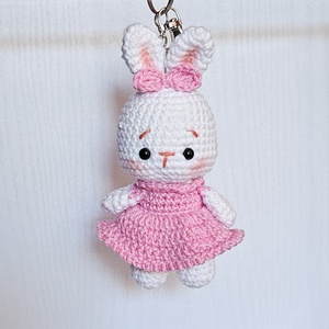Breloc Iepuras cu rochita Roz Handmade Amigurumi, Genti si portofele, Accesorii genti, Breloc, Crosetat, Cusatura, ARTYNOS