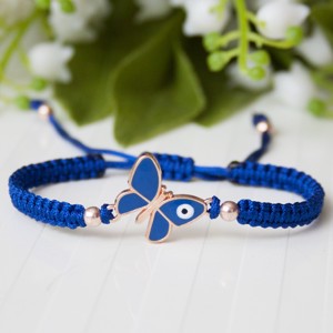 Bratara macramé impletita - Fluture cu ochi protector - albastru inchis, , , ARTYNOS