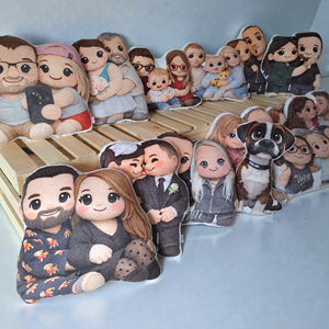 Pernă foto personalizată pentru cupluri � imaginea transformată într-o figurină de pluș - casă & stil de viață - textile de casă - perne - Artynos.ro