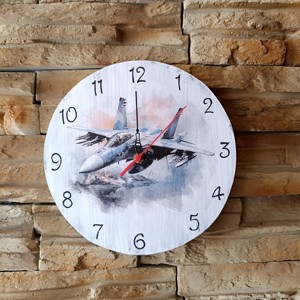 Ceas de perete din lemn cu avion de luptă -  - Artynos.ro