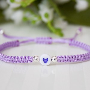 Bratara macramé impletita - Little hearts violet, , , ARTYNOS