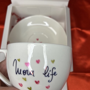 Set personalizat cu vopsea acrilică format din ceașcă și farfurie  - casă & stil de viață - accesorii pentru echipamente de bucătărie - accesorii de servire - seturi de sticlă, pahare - Artynos.ro