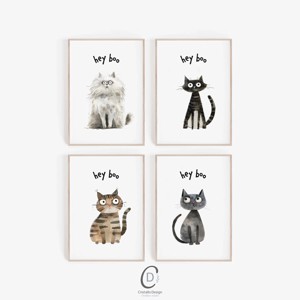 Hey Boo Halloween carte poștală, felicitare pisică, cadou set de 4 -  - Artynos.ro