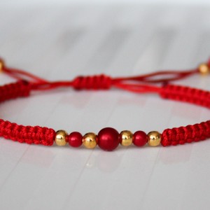 Bratara macramé impletita - Margele rosu/galben, , , ARTYNOS