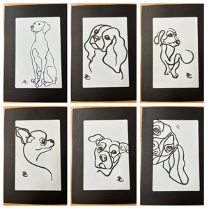 Desen liniar în ramă de hârtie A5 - arte vizuale și accesorii  - grafică, ilustrație - desen cu cerneală - Artynos.ro