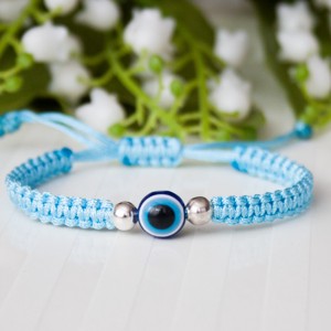 Bratara macramé impletita cu ochi de protectie - Albastru deschis, , , ARTYNOS