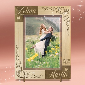 Rama foto gravata personalizat, disponibila pentru nunta sau logodna., Accesorii nunta, Amintiri si cadouri de nunta, Cadou nunta, Rama foto cu pusculita de bani, Gravare, pirogravura, ARTYNOS