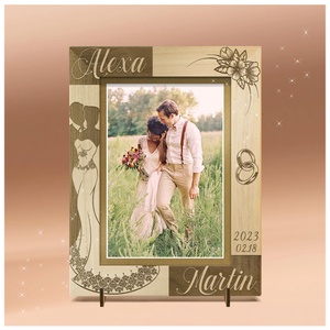 Rama foto gravata personalizat, disponibila pentru nunta sau logodna., Accesorii nunta, Amintiri si cadouri de nunta, Cadou nunta, Rama foto cu pusculita de bani, Gravare, pirogravura, ARTYNOS