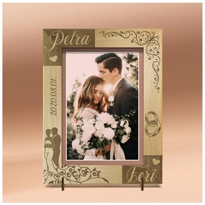 Rama foto gravata personalizat, disponibila pentru nunta sau logodna., Accesorii nunta, Amintiri si cadouri de nunta, Cadou nunta, Rama foto cu pusculita de bani, Gravare, pirogravura, ARTYNOS