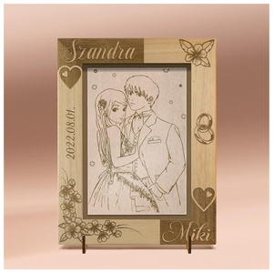 Rama foto gravata personalizat, disponibila pentru nunta sau logodna., Accesorii nunta, Amintiri si cadouri de nunta, Cadou nunta, Rama foto cu pusculita de bani, Gravare, pirogravura, ARTYNOS