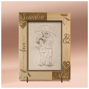 Rama foto gravata personalizat, disponibila pentru nunta sau logodna., Accesorii nunta, Amintiri si cadouri de nunta, Cadou nunta, Rama foto cu pusculita de bani, Gravare, pirogravura, ARTYNOS