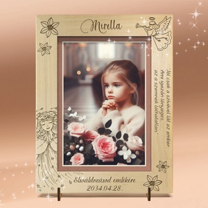 Rama foto gravata personalizat, pentru botez, prima impartasanie si confirmare., Accessorii si unelte, Lemn, Rama foto, Gravare, pirogravura,  Descriere produs – Rama gravata personalizata
Cauti un cadou special, personalizat cu nume?
Noi it..., ARTYNOS
