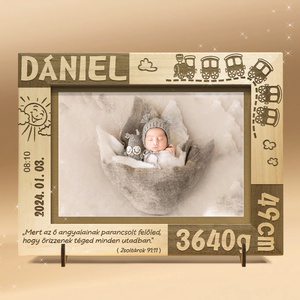 Rama foto gravata personalizat, pentru botez, pentru nasterea unui copil., Casa & Stil de viata, Accesorii pentru decorat casa, Picturi murale, Rame pentru fotografii, Gravare, pirogravura, ARTYNOS