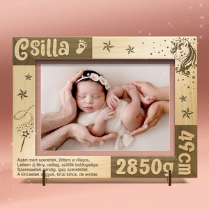 Rama foto gravata personalizat, pentru botez, pentru nasterea unui copil., Casa & Stil de viata, Accesorii pentru decorat casa, Picturi murale, Rame pentru fotografii, Gravare, pirogravura, ARTYNOS