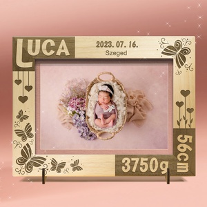 Rama foto gravata personalizat, pentru botez, pentru nasterea unui copil., Casa & Stil de viata, Accesorii pentru decorat casa, Picturi murale, Rame pentru fotografii, Gravare, pirogravura, ARTYNOS