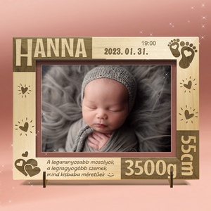 Rama foto gravata personalizat, pentru botez, pentru nasterea unui copil. - Artynos.ro