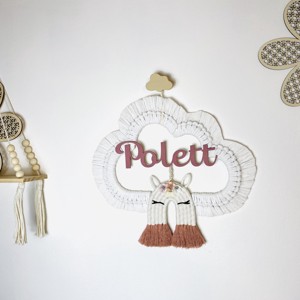 Decor de perete personalizat - macramé nor cu unicorn - girly, , , ARTYNOS