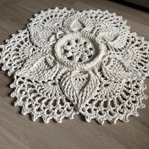 Covor croșetat Floare d90 - ecru -  - Artynos.ro